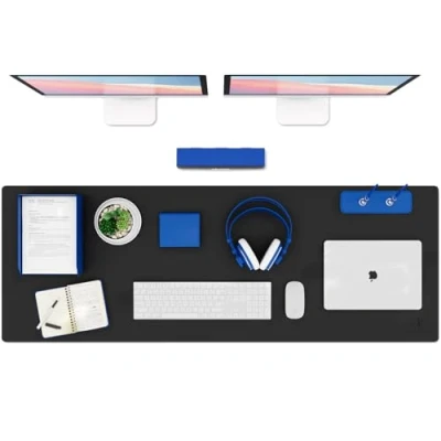 Afbeelding van Knodel Bureaumat, bureau onderlegger, beschermer, laptop mat, onderhands, tweezijdig (40 cm x 80 cm, zwart)