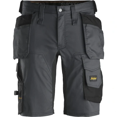 Afbeelding van Snickers Workwear 6141 AllroundWork, Stretch Korte Broek Grijs/Zwart Maat 60