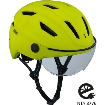 Afbeelding van BBB Cycling Move Faceshield Transparant E bike Helm Speed Pedelec Elektrische Fiets Snorfiets Neon Geel Maat L BHE 57