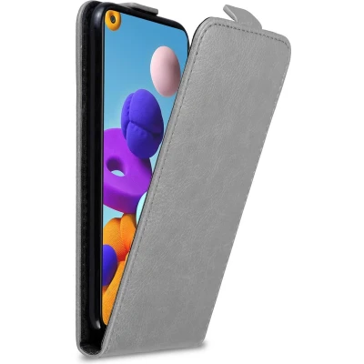 Afbeelding van Cadorabo Hoesje geschikt voor Samsung Galaxy A21s in TITANIUM GRIJS Beschermhoes flip design Case Cover met magnetische sluiting