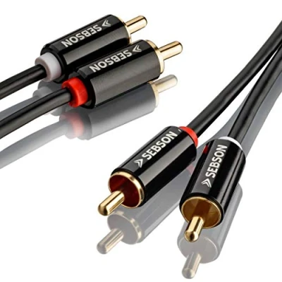 Afbeelding van SEBSON RCA audiokabel, 0,5 m, 2 naar cinch stekker, AUX audiokabel voor stereo systemen, versterkers, thuisbioscoop en hifi installaties