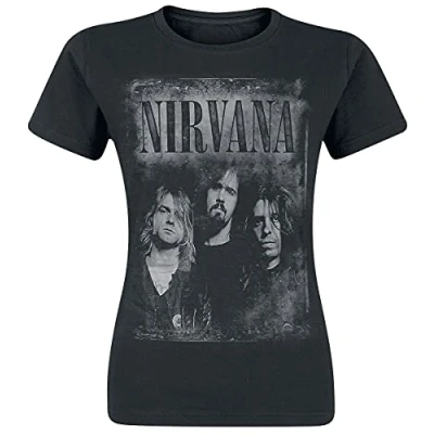 Afbeelding van Nirvana Faded Faces Dames T shirt S Zwart