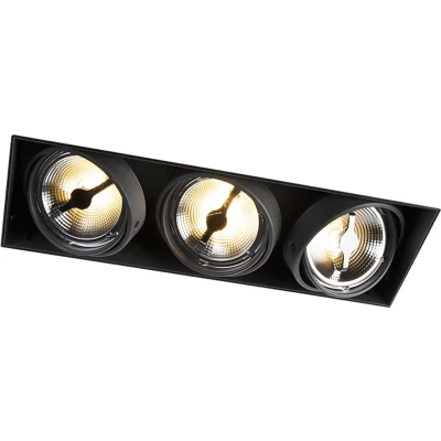 Afbeelding van QAZQA Inbouwspot zwart AR111 trimless 3 lichts Oneon