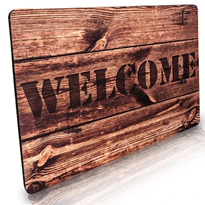 Afbeelding van Deurmat voor binnen en buiten, 50 x 70 cm, plat antislip, houtlook, design &quot;Welcome&quot; wasbare entreemat schone schoenen een stijlvolle moderne entree