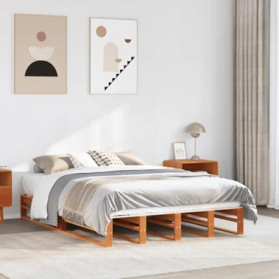 Afbeelding van Bedframe zonder matras massief grenenhout wasbruin 120x200 cm
