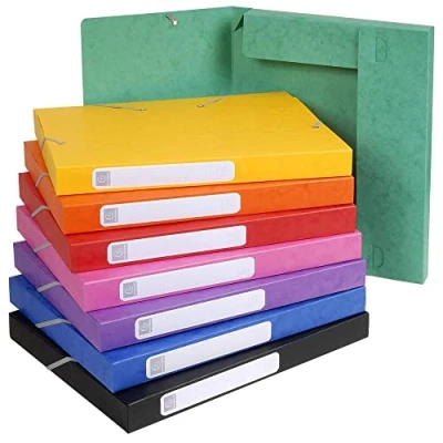 Afbeelding van Exacompta Elastobox Cartobox rug van 2,5 cm, geassorteerde kleuren: groen, blauw, geel, rood, oranje, ... 25 stuks