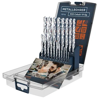 Afbeelding van Presch Set Metaalboren HSS Cobalt 19 delig rvs Boren Hoogwaardig Boor voor Metaal, Staal, Ijzer etc. Professionele CO Ø 1 10mm