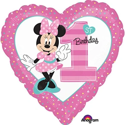 Image de Feuille Ballon Minnie Souris 1er Heart d&#039;anniversaire