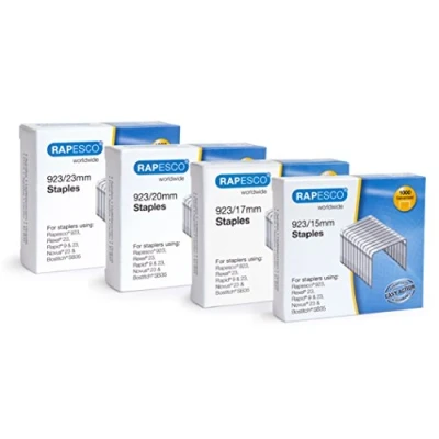 Afbeelding van Rapesco 1318 nietjes 923, type 23, 15 mm, 17 20 mm en 23 4000 stuks