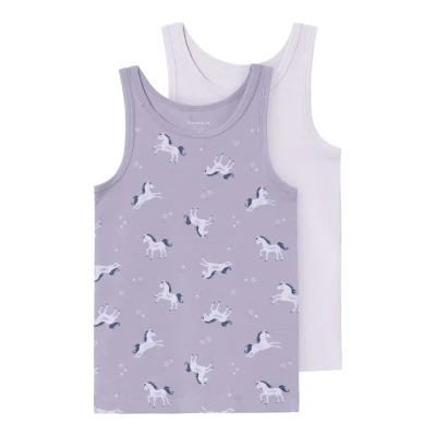 Afbeelding van NAME IT NMFTANK TOP 2P LAVENDER UNICORN NOOS Meisjes Ondergoed Maat 92