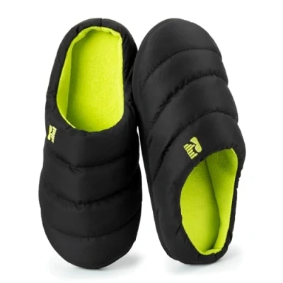Afbeelding van RockDove Campground herenpantoffels van traagschuim, Zwart en limoen