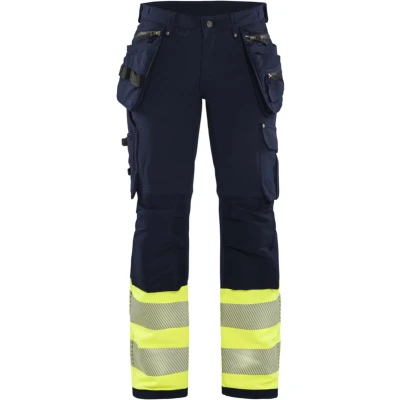 Afbeelding van Blaklader Dames High Vis 4 weg stretch werkbroek 7193 1642 Marine/High Geel D23