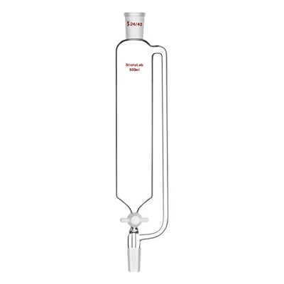 Afbeelding van stonylab 500 ml drukcompensatie trechter borosilicaatglas afdichting 24/40 met PTFE afsluitkraan voor laboratorium,