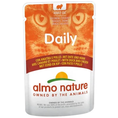 Afbeelding van 24x70g Maaltijdzakjes Eend &amp; Kip Almo Nature Daily Menu Kattenvoer