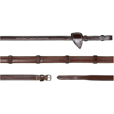 Afbeelding van Dy on 1/2 (13mm) Rubber Reins 7 Leather Loops Hunter Coll. Brown Maat Cob