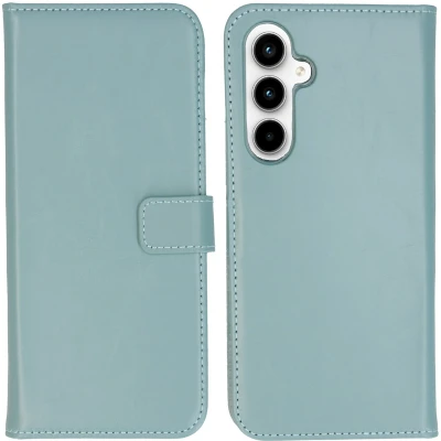 Afbeelding van Selencia Hoesje Geschikt voor Samsung Galaxy A55 Met Pasjeshouder Echt Lederen Bookcase lichtblauw