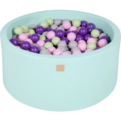 Afbeelding van Ballenbak KATOEN Mint 90x40 incl. 300 ballen Pastel Roze, Grijs, Paars, Licht Groen