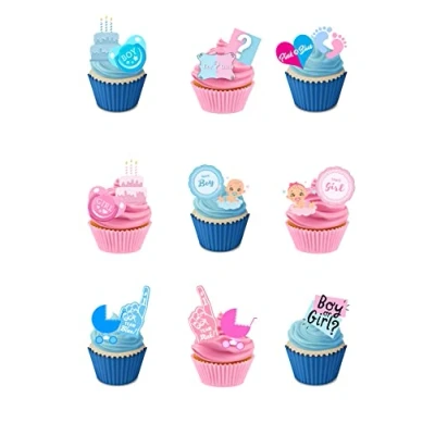 Afbeelding van Set van 30 eetbare papieren decoraties voor babyshower thema