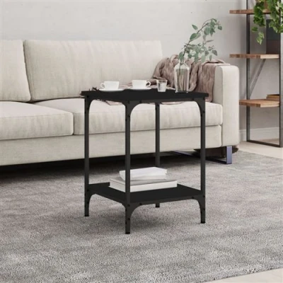 Afbeelding van Salontafel 40x40x55 cm bewerkt hout zwart