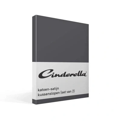 Afbeelding van Cinderella Sundays Kussenslopen Satijn 60x70 cm Anthracite Set van 2