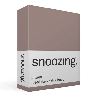 Afbeelding van Snoozing Katoen Extra Hoog Hoeslaken Lits jumeaux 180x200 cm Taupe