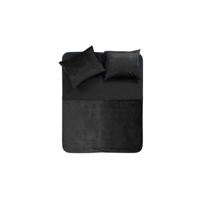 Afbeelding van Y NOT Dekbedovertrek Velvet Met Bies Jet Black 1 Persoons Zwart