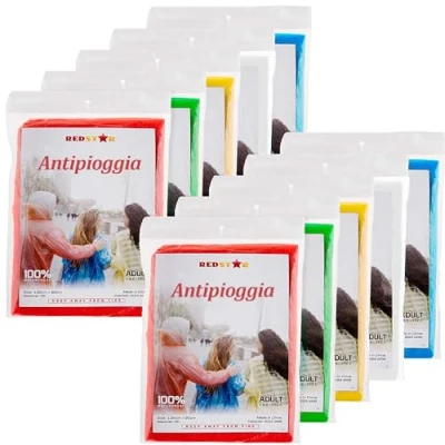 Afbeelding van waterdichte regenponcho voor volwassenen wegwerp jassen dames en heren plastic familiepakket onmisbare poncho festivals