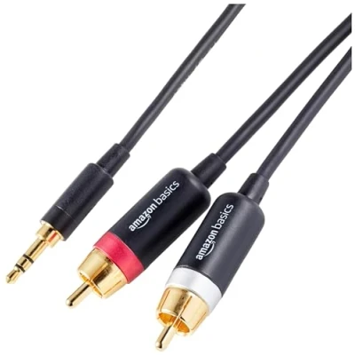 Afbeelding van Amazon Basics 3,5 mm cinch naar 2 stekker adapterkabel 1,2 m