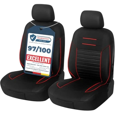 Afbeelding van autostoelhoezen voorstoelen zwart rood / set voor bestuurdersstoel en passagiersstoel Universele autostoelhoes Auto accessoires interieurdecoratie