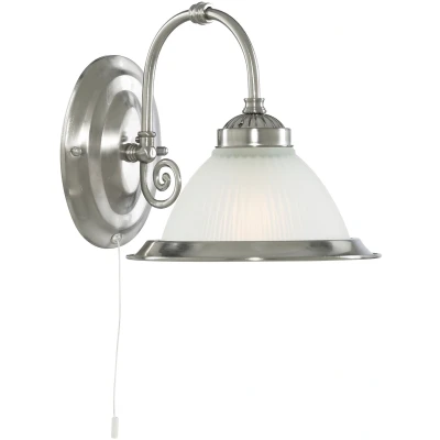 Afbeelding van Searchlight American Diner Wandverlichting Met Trekschakelaar 18 X 21 Cm Satijn Zilver
