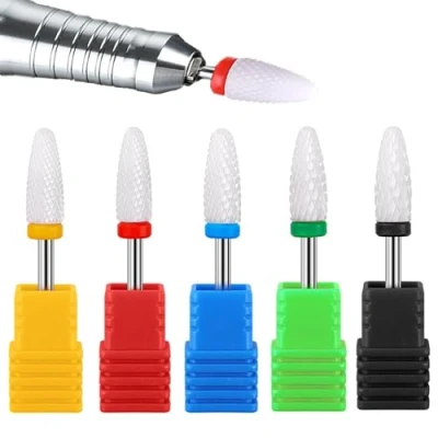 Afbeelding van YUEMING 5 stuks professionele slijpkop voor nagelverzorging, keramische schuurpunt, bits het verwijderen van lak/gel en afstoten nagelriemen