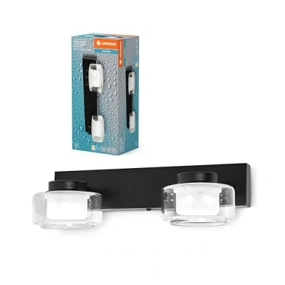 Afbeelding van LEDVANCE LED wandlamp Orbis Flame, 2 lamps, zwart, IP44