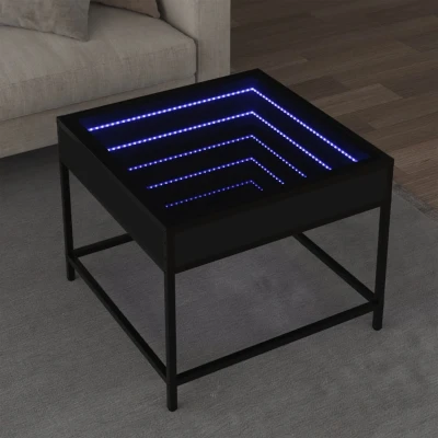 Afbeelding van Salontafel met Infinity LED 50x50x41 cm zwart