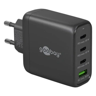 Afbeelding van Goobay USB C PD multiport snellader (68 W) zwart 3x poorten (Power Delivery) en 1x A poort (Quick Charge)