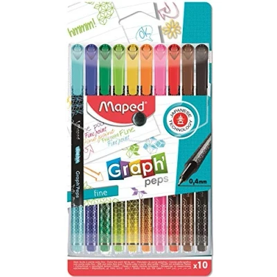 Image de Maped Fineliner Graph&#039;Peps Premium, étui de 10 en plastique
