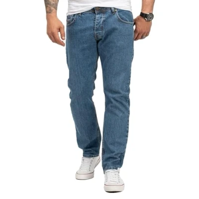 Afbeelding van Lorenzo Loren Denim jeans voor heren, used look, rechte pasvorm, W29 W44 L30 L38, Ll 4003 blauw
