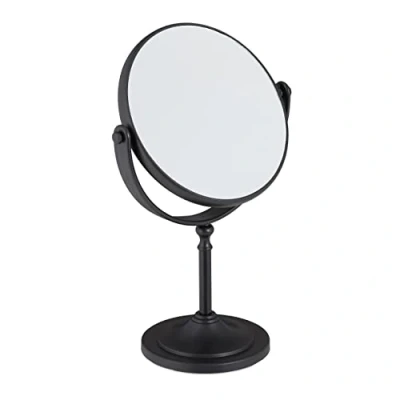 Afbeelding van Relaxdays make up spiegel vergrootspiegel scheerspiegel rond standspiegel zwart