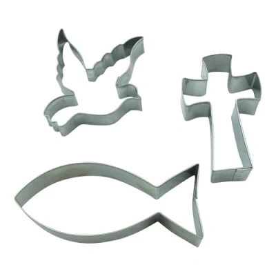 Afbeelding van BekkiB 998464 3 stuks koekjesvormpjes &quot;Christendom&quot; Koekjesvormen voor religieuze gelegenheden Uitsteekvormpjes van roestvrij staal vaatwasmachinebestendig Perfect koekjes en