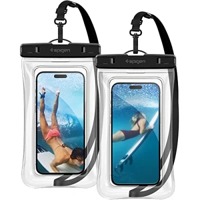 Afbeelding van Spigen Aqua Shield 2 stuks drijvende waterdichte beschermhoes voor iPhone Samsung Galaxy Huawei Xiaomi Google en tot 8,2 inch, transparant