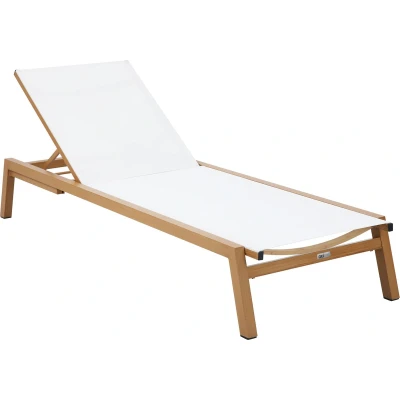 Afbeelding van AXI Logan Ligbed Houtlook/crème Gepoedercoat aluminium frame Rugleuning met 5 standen Textileen liggedeelte 193x70cm