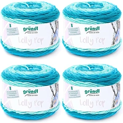 Afbeelding van Gründl Lolly Pop haak en breigaren (wolachtig universeel garen, wasbaar, 100% polyacryl, 150 g/240 m, naalddikte: 5 6, 4 x g), Forsty Swirl, 24 10 cm