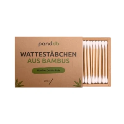 Afbeelding van Pandoo Eco Bamboo Cotton Swabs 200 stuks Veganistische wattenstaafjes Biologisch afbreekbaar Hygiënisch