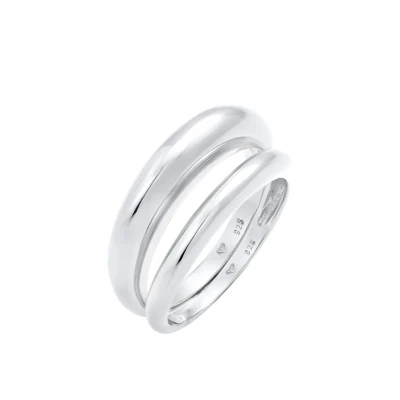 Afbeelding van Elli 2 PACK Statement Ring, Dames, Maat: 54, Silber