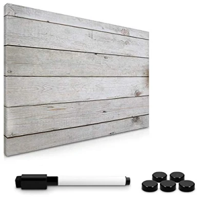 Afbeelding van Navaris magnetisch whiteboard Met stift 40 x 60 cm magneetbord Uitwisbaar marker, magneten en montageset Om op te hangen Houten planken