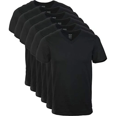 Afbeelding van Gildan T shirts met V hals, multipack, Style G1103, ondergoed voor heren (6 stuks), Zwart 6 stuks