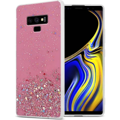 Afbeelding van Cadorabo Hoesje geschikt voor Samsung Galaxy NOTE 9 in Roze met Glitter Beschermhoes van flexibel TPU silicone fonkelende glitters Case Cover Etui