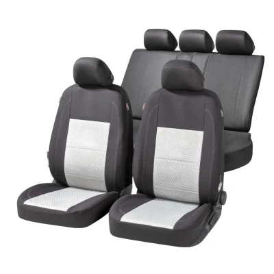 Afbeelding van Premium Autostoelbekleding Avignon met Zipper ZIPP IT, Autostoelhoes set, 2 stoelbeschermer voor voorstoel, 1 achterbank zwart/silber