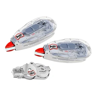 Afbeelding van Pritt Refill Flex Midway correctieroller met flexibele punt, push &amp; pull functie, navulbaar, onmiddellijk herschrijven, set van 2 navulbare rollerball en 1 navulverpakking