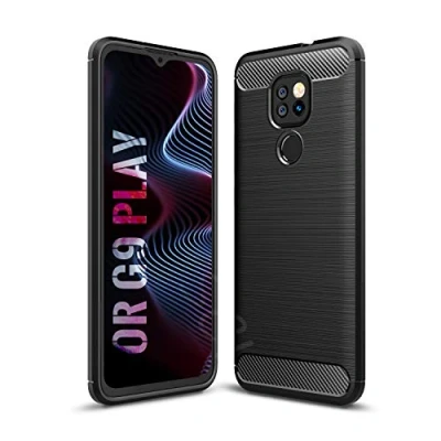 Afbeelding van SCL Moto G9 Play Motorola beschermhoes koolstofvezel geborstelde textuur met kras en schokabsorptietechnologie zwart