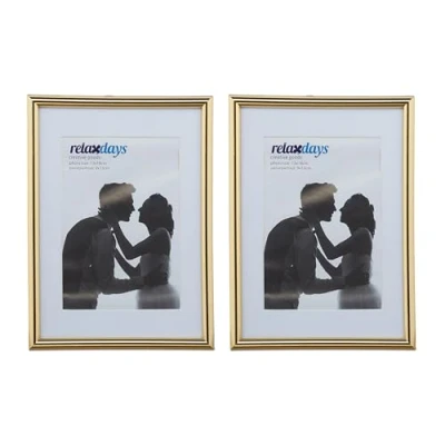 Afbeelding van Relaxdays fotolijst 13x18 cm fotokader met passe partout 2 stuks set wissellijsten goud